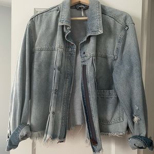 Distressed Free People Denim Jacket